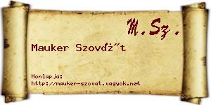 Mauker Szovát névjegykártya